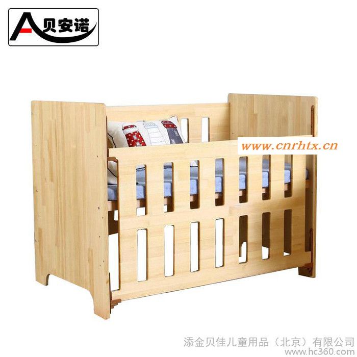 贝安诺婴儿床 实木无漆环保木蜡油工艺童床 宝宝床bb床 可变书桌
