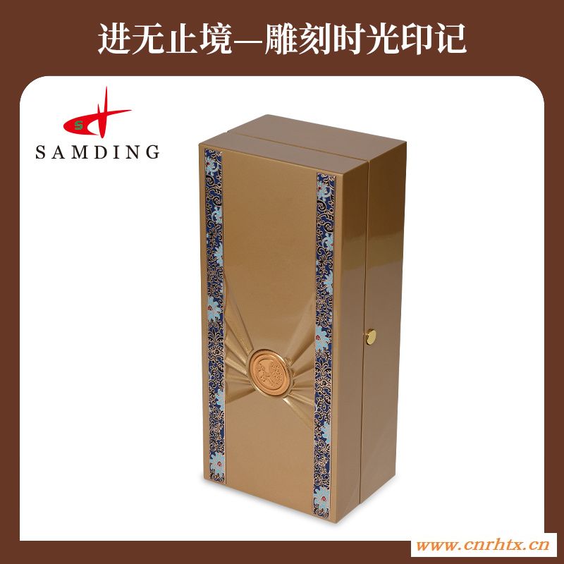 木盒金色抛光油漆实木盒    木质包装盒定制